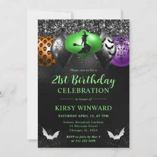 Glam Halloween Ornamente Geburtstag Einladung
