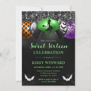 Glam Halloween Ornamente Sweet 16 Einladung