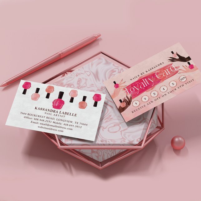 Glam Hands Nail Polish Manicure Nail Salon Loyalit Visitenkarte (Von Creator hochgeladen)