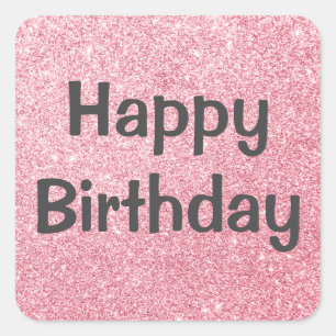 Glam Happy Birthday Blush Pink Rose Gold Glitzer Quadratischer Aufkleber