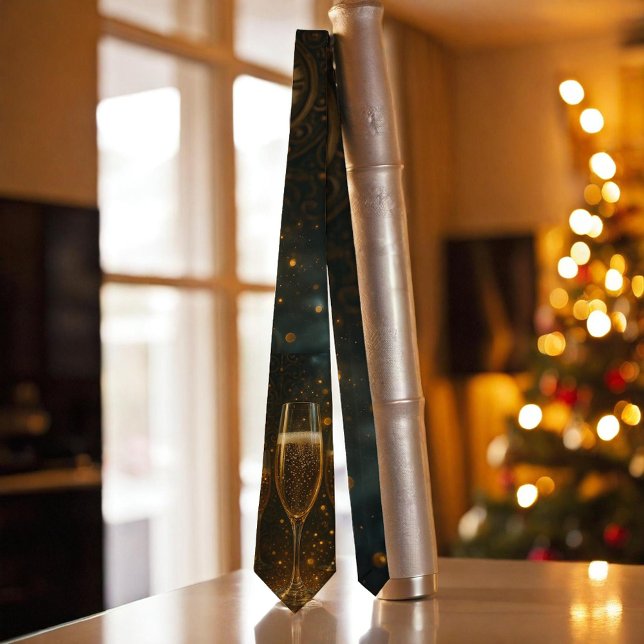 Glam Happy New Year Steampunk Champagne  Krawatte (Von Creator hochgeladen)