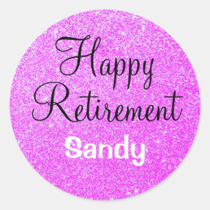 Glam Happy Retirement Lila Glitzer Sparkle Runder Aufkleber
