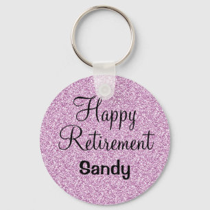 Glam Happy Retirement Lila Glitzer Sparkle Schlüsselanhänger