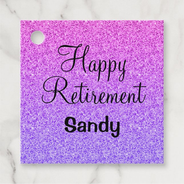 Glam Happy Retirement Ombre Lila Glitzer Sparkle Geschenkanhänger (Vorderseite)