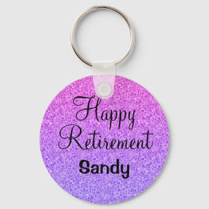 Glam Happy Retirement Ombre Lila Glitzer Sparkle Schlüsselanhänger