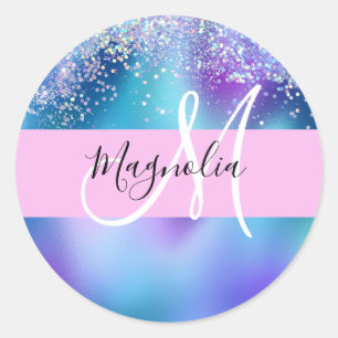 Glam Holografische Meerjungfrau Glitter Funkeln Mo Runder Aufkleber