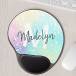 Glam Holographic Glitzer Farbenfrohe Hübsche Muste Gel Mousepad<br><div class="desc">Dieser hübsche,  farbenfrohe,  pastellfarbene Glitzer mit einem individuellen Monogramm und/oder Namen ist leicht zu personalisieren.</div>