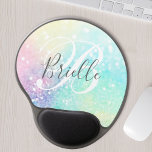 Glam Holographic Glitzer Farbenfrohe Hübsche Muste Gel Mousepad<br><div class="desc">Dieser hübsche,  farbenfrohe,  pastellfarbene Glitzer mit einem individuellen Monogramm und/oder Namen ist leicht zu personalisieren.</div>