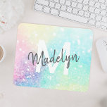Glam Holographic Glitzer Farbenfrohe Hübsche Muste Mousepad<br><div class="desc">Dieser hübsche,  farbenfrohe,  pastellfarbene Glitzer mit einem individuellen Monogramm und/oder Namen ist leicht zu personalisieren.</div>