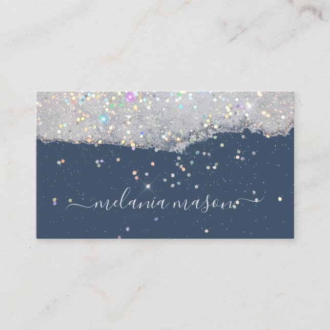 Glam Holographic Glitzer Makeup Artist Blue Visitenkarte (Vorderseite)