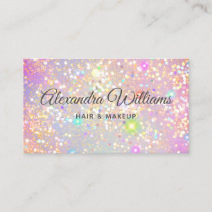 Glam Holographic Glitzer Modern Trendrosa Visitenkarte