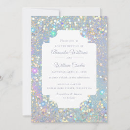 Glam Holographic Glitzer Modern Wedding Einladung