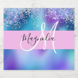 Glam Holographic Mermaid Glitzer Sparkle Monogram