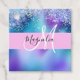 Glam Holographic Mermaid Glitzer Sparkle Monogram Geschenkanhänger