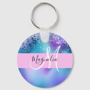 Glam Holographic Mermaid Glitzer Sparkle Monogram Schlüsselanhänger
