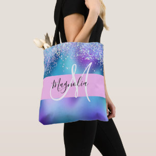 Glam Holographic Mermaid Glitzer Sparkle Monogram Tasche