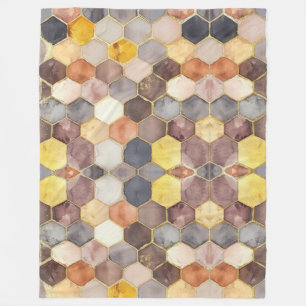 Glam Honey Comb Blush Champagne Abstrakt Fleecedecke