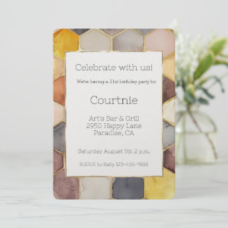 Glam Honey Comb Blush Champagne Abstrakt Geburtsta Einladung
