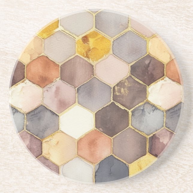 Glam Honey Comb Blush Champagne Abstrakt Getränkeuntersetzer (Vorne)