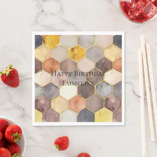 Glam Honey Comb Blush Champagne Abstrakt Serviette (Beispiel)