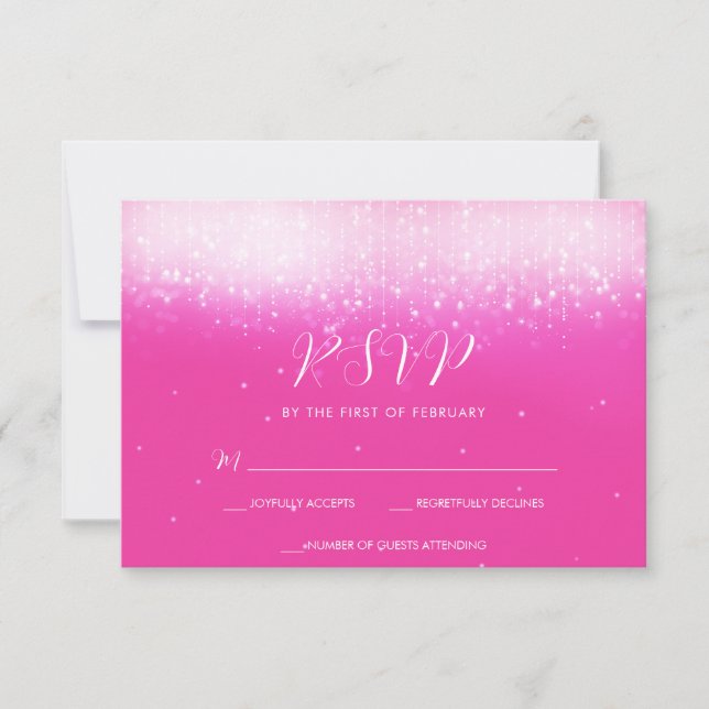 Glam Hot Pink Bat Mitzvah RSVP Karte (Vorderseite)