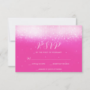 Glam Hot Pink Bat Mitzvah RSVP Karte