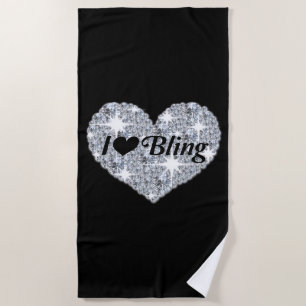Glam I Liebe Blank silberner Glitzer Herz Strandtuch