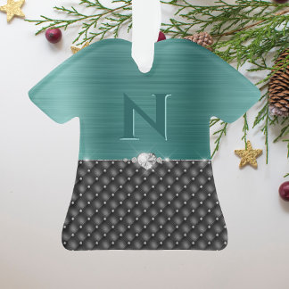 Glam-Imitate Aquamarine Metallpflegeleife und Mono Ornament
