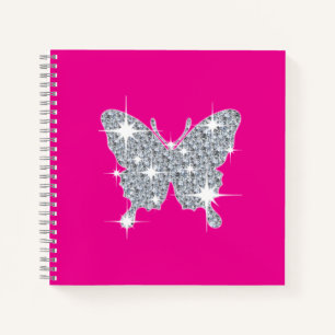 Glam-Imitate Diamantsparkschmetterling auf heiß ro Notizbuch