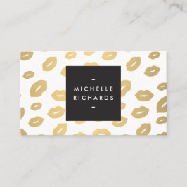 Glam Imitate Gold Lip Print White Visitenkarte