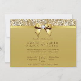 Glam Imitate Gold Sequins und Bow Wedding Einladung