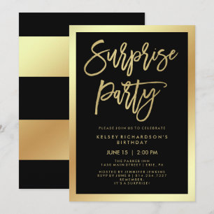 Glam Imitate Gold Typografie und Black Surprise Pa Einladung