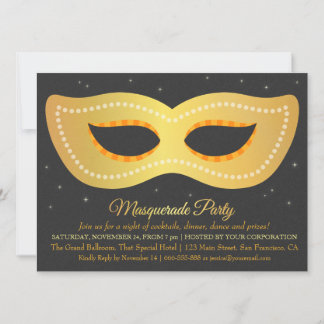 Glam Imitats Gold Design Masquerade Party Einladung