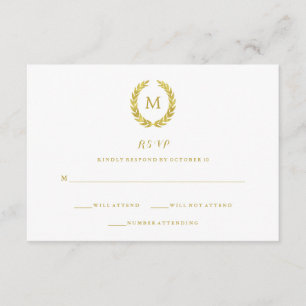 Glam Imitats Gold Foil Laurel Wreath Monogram UAWG RSVP Karte