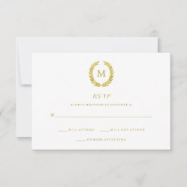 Glam Imitats Gold Foil Laurel Wreath Monogram UAWG RSVP Karte