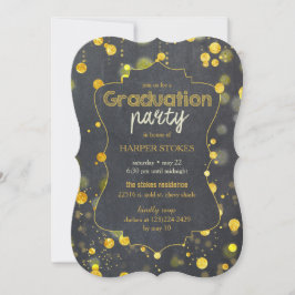 Glam Imitats Goldene Foil Confetti Graduierungspar Einladung