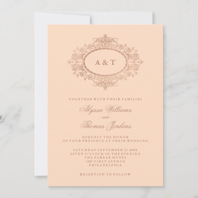 Glam Imitats Rose Gold auf Rosa Hochzeit Einladung (Vorderseite)