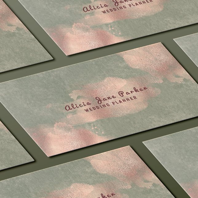 Glam Imitats Rose Gold Kupferfolie | Hochzeitsplan Visitenkarte (Von Creator hochgeladen)