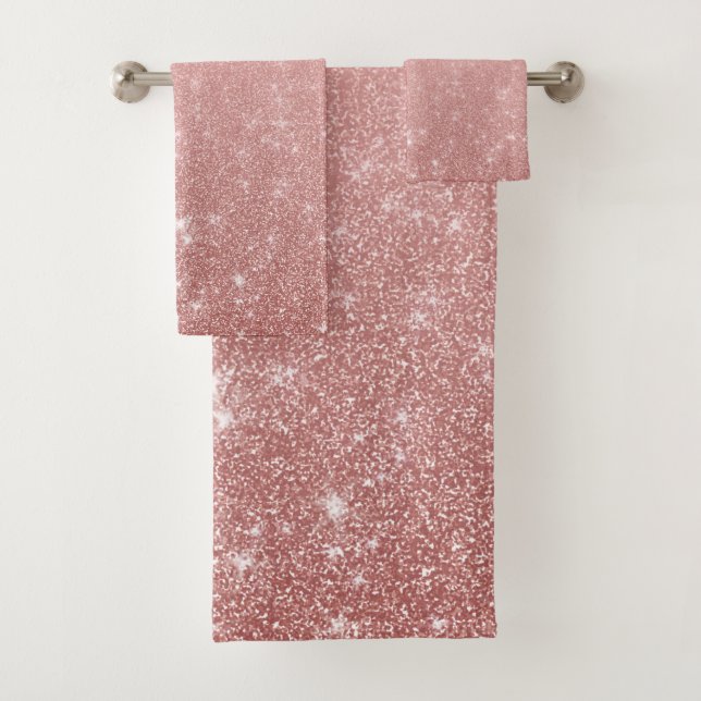 Glam Imitats Rose Gold Pink Glitzer Ombre Badhandtuch Set (Insitu)