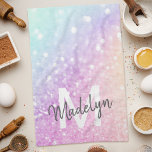 Glam Iridescent Glitzer Personalisiert farbig Geschirrtuch<br><div class="desc">Dieses farbenfrohe,  bunt gestylte Glitzer-Muster lässt sich einfach mit Ihrem individuelle Name und/oder Monogramm personalisieren.</div>