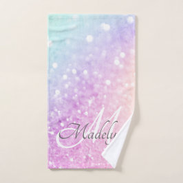 Glam Iridescent Glitzer Personalisiert farbig Handtuch
