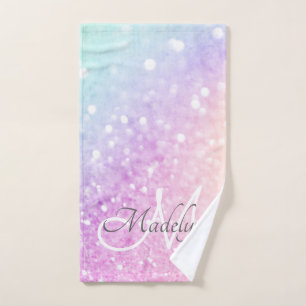 Glam Iridescent Glitzer Personalisiert farbig Handtuch
