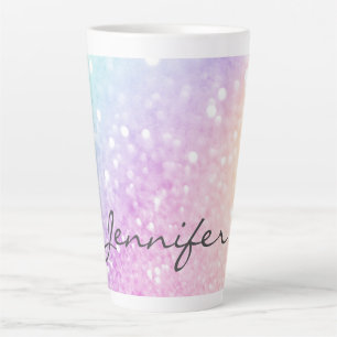 Glam Iridescent Glitzer Personalisiert farbig Milchtasse