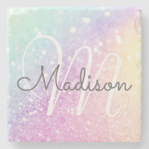 Glam Iridescent Glitzer Personalisiert farbig Steinuntersetzer
