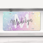 Glam Iridescent Glitzer Personalisiert farbig US Nummernschild<br><div class="desc">Dieses farbenfrohe,  bunt gestylte Glitzer-Muster lässt sich einfach mit Ihrem individuelle Name und/oder Monogramm personalisieren.</div>