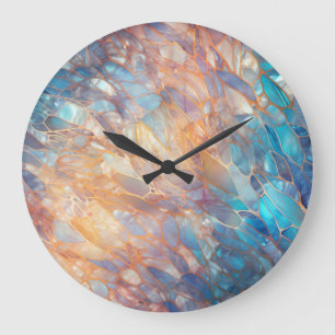 Glam Iridescent Opal Gemstone Elements Große Wanduhr