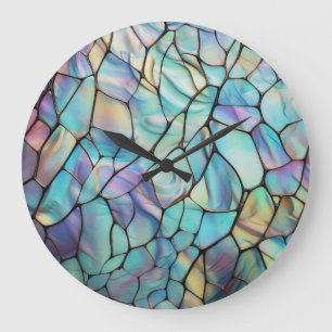 Glam Iridescent Opal Gemstone Hartglas Große Wanduhr