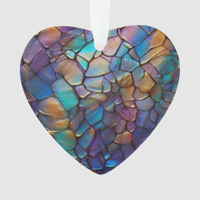 Glam Iridescent Opal Gemstone Hartglas Ornament (Vorderseite)