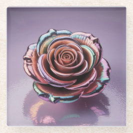 Glam Iridescent Rose Gold Glass Untersetzer