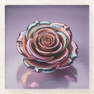 Glam Iridescent Rose Gold Glass Untersetzer